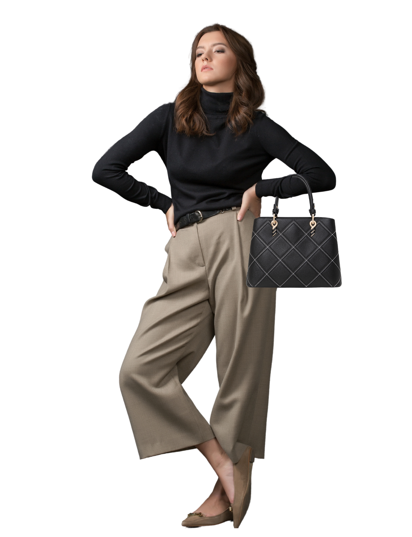 LIV ECO VEGAN TRIPLE COMPARTMENT BAG- XB-2355-BLK