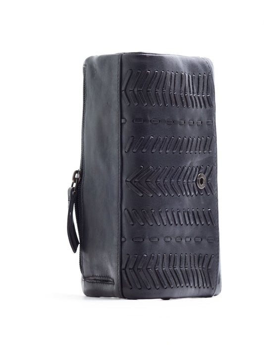 ARDROSSAN BRAIDED DETAIL LGE LEATHER TAB WALLET- A-0024-BLK- NEW IN