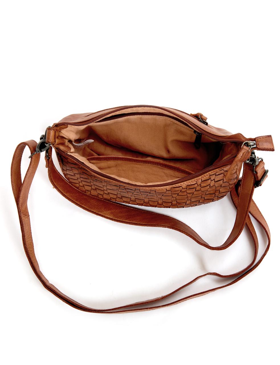 SORRENTO MOON CROSS BODY BAG W/ ADJUSTABLE STRAP - TAN