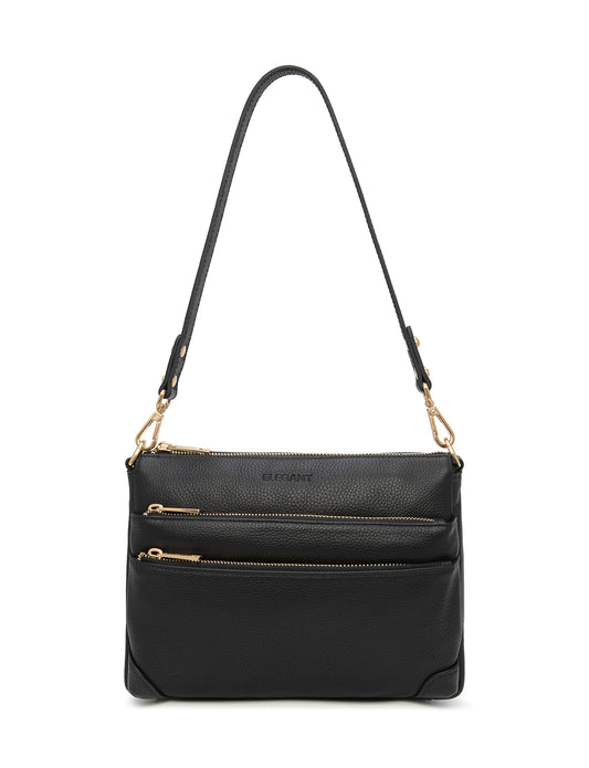 FAITH LEATHER CROSS BODY BAG- E1-0749-BLK