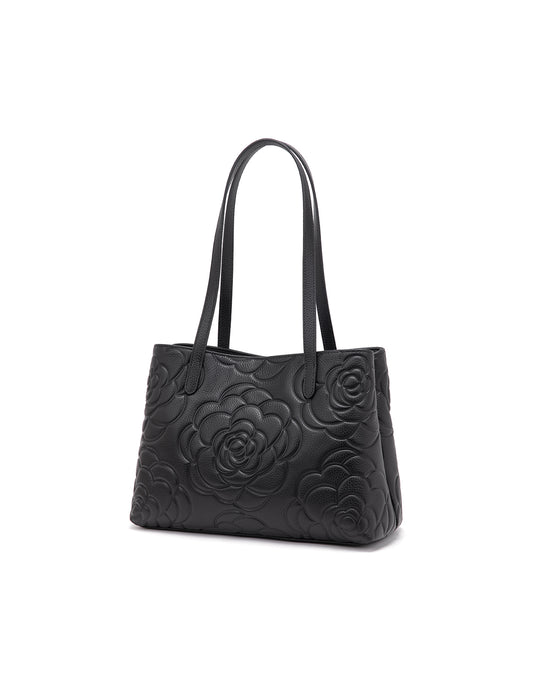 RUTH TWIN COMPARTMENT LEATHER BAG- E1-0753B-BLK