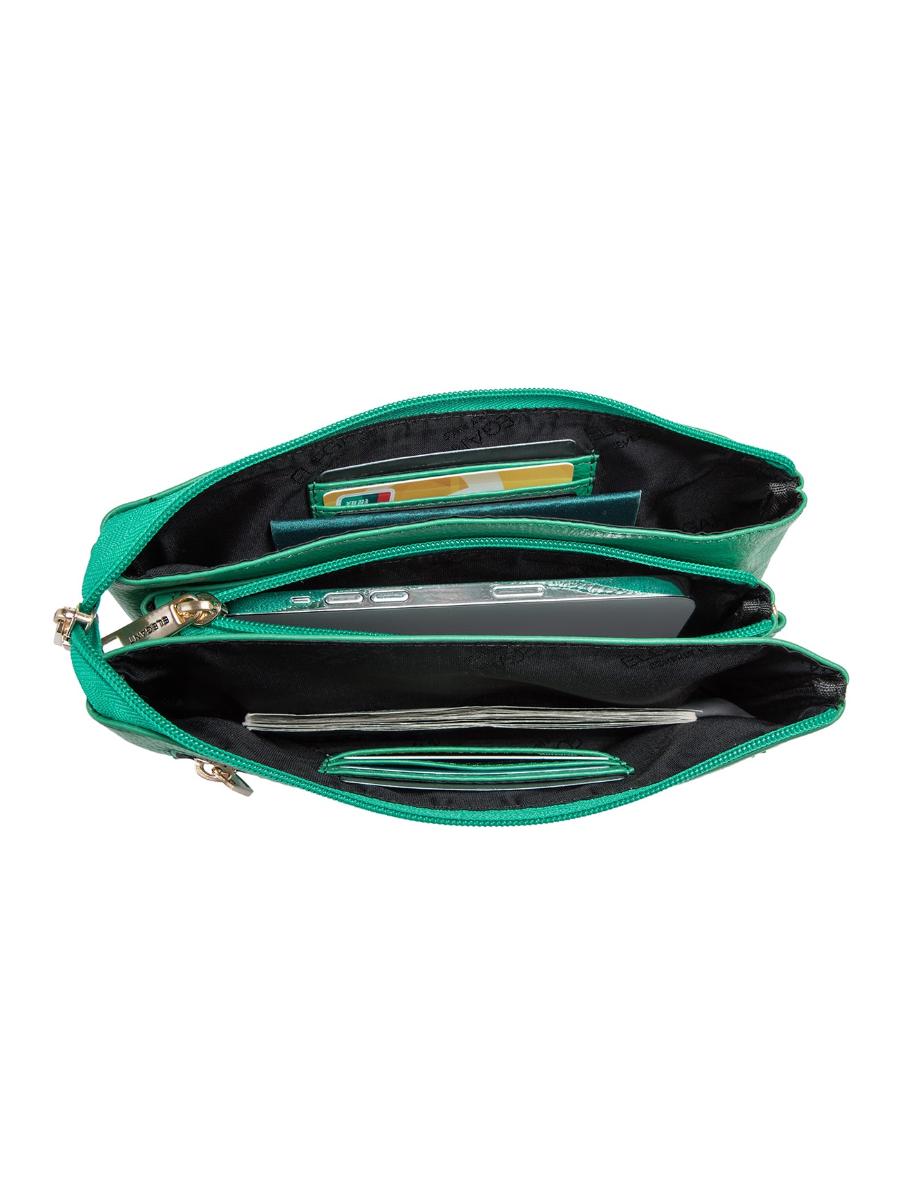 CANDICE LEATHER WALLET WITH SHOULDER STRAP- E1-0809-GRN-SALE