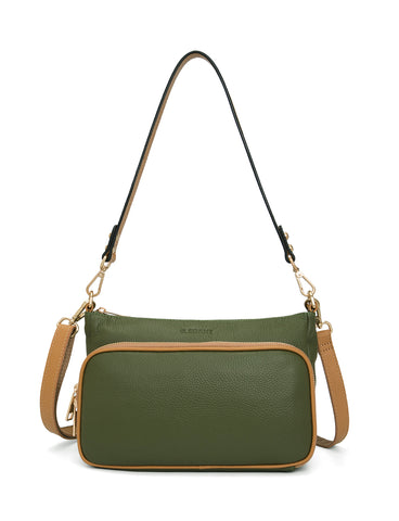 FELICITY LEATHER XBODY BAG- E1-0814A-OLIVE/CAM