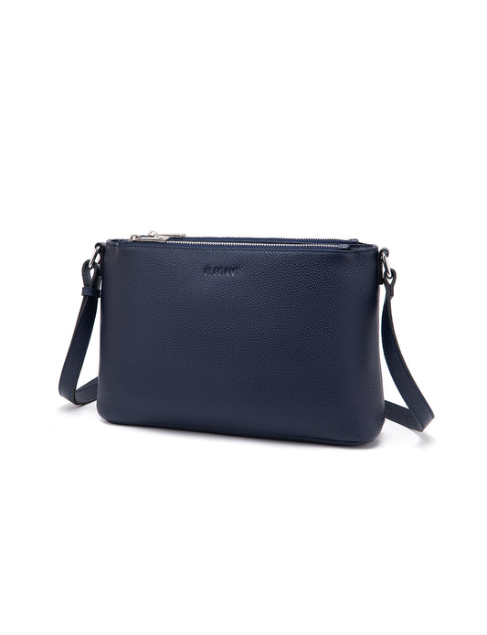 GABRIELLA TRIPLE COMPARTMENT LEATHER BAG- E1-0846-NVY