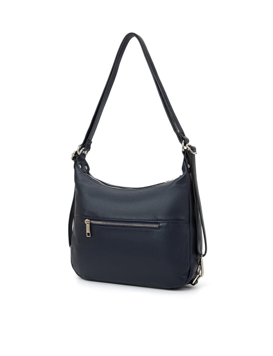 KAYLEIGH CONVERTIBLE LEATHER SHOULDER/BACKPACK-E1-0859-NVY