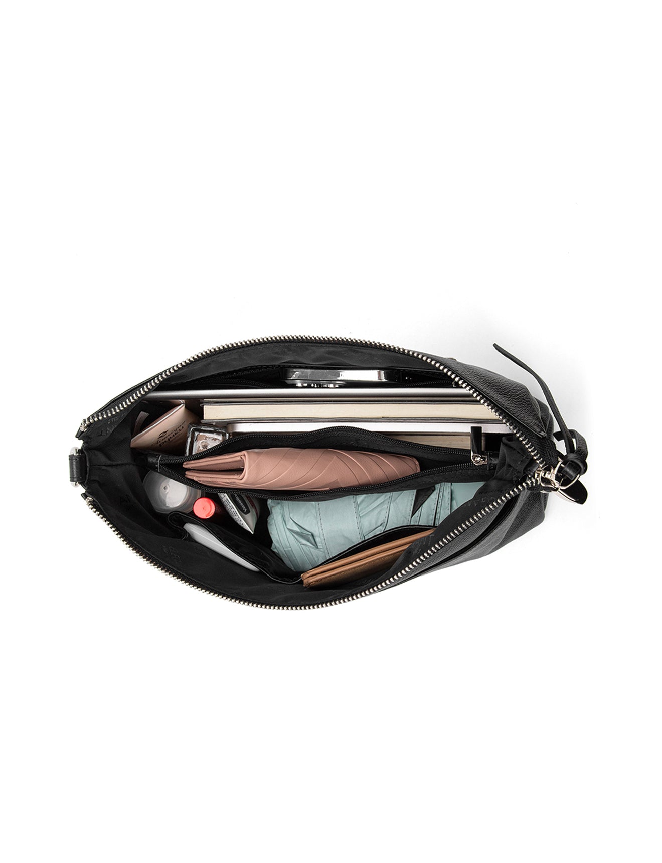 ALANNA LEATHER HOBO BAG- E1-0862-BLK