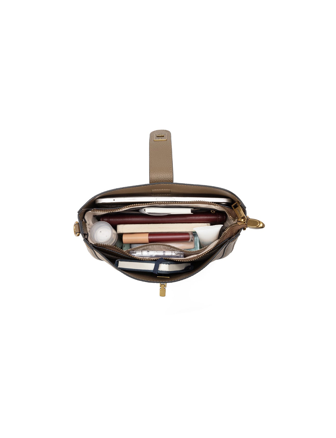 SILVANA LEATHER BAG - KHAKI