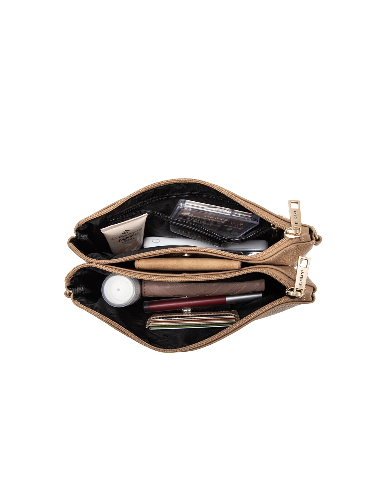 HOPE MULTI COMPARTMENT LEATHER XBODY BAG- E1-1010-CAM- NEW IN