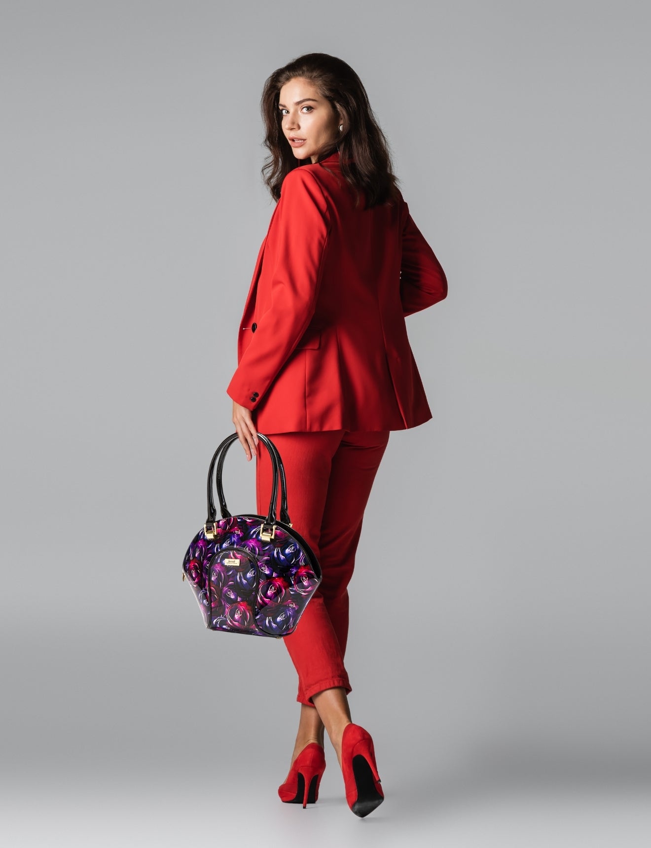 AMETHYST ROSE LEATHER BOWLING BAG- SF53-9275- NEW IN