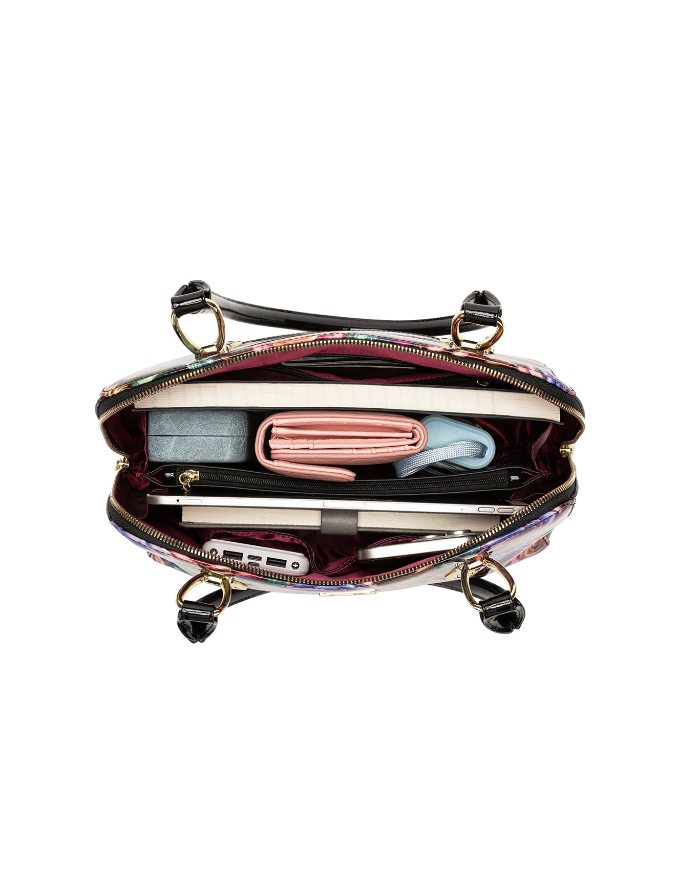 ROSETTA PATENT LEATHER BAG - ROSE PRINT