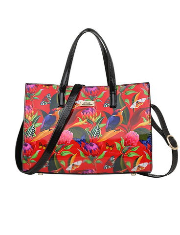 WILDFLOWER PATENT LEATHER GRIP HANDLE BAG- SN24-0821- SALE