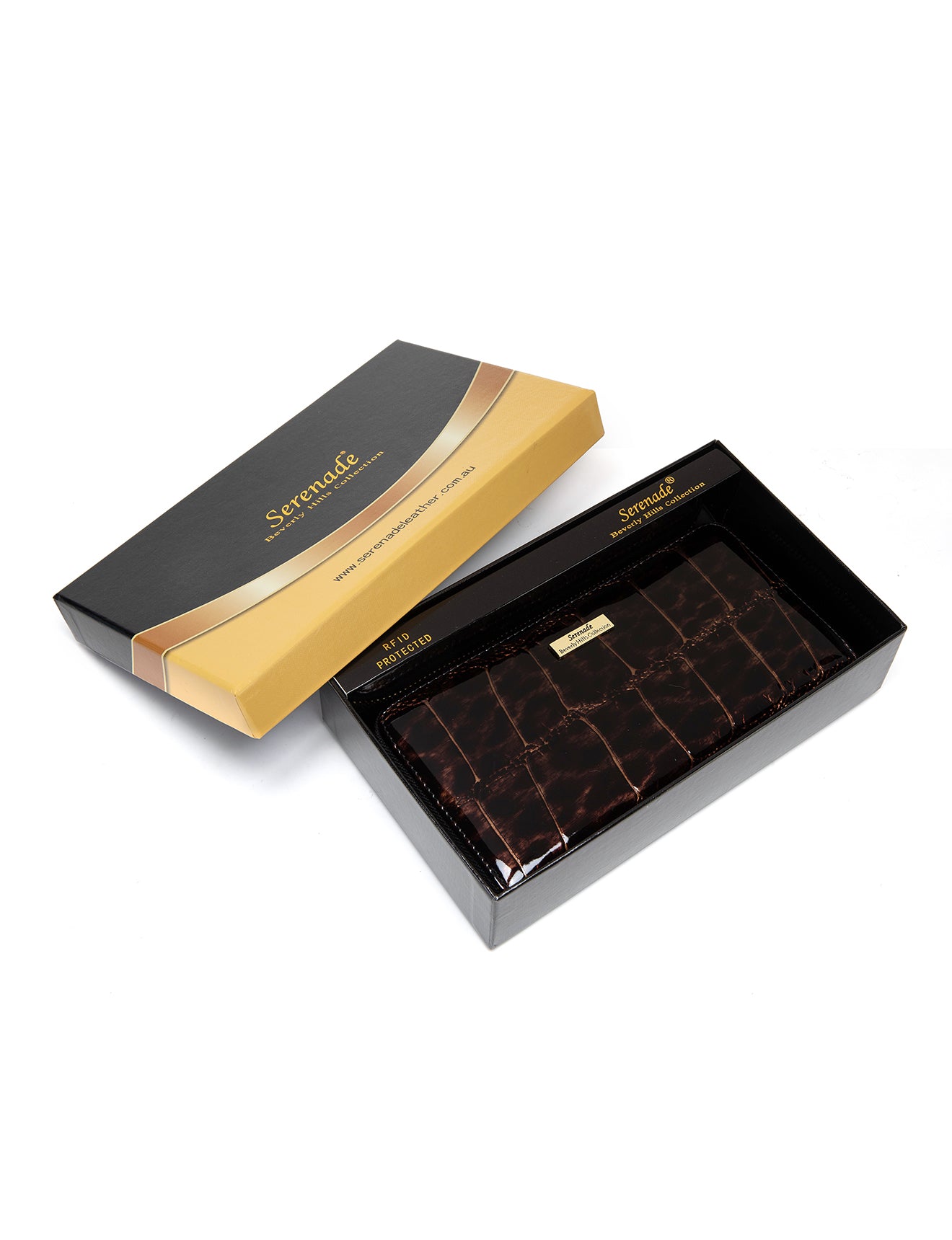 LEOPARD ZIP AROUND PATENT LEATHER WALLET WITH RFID- WH716