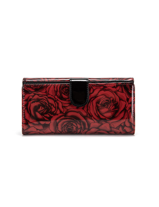 ROSE BUDS LARGE PATENT LEATHER WALLET WITH RFID- WSF3801