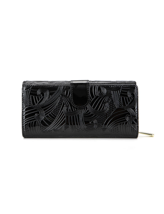 AMIRA LARGE PATENT LEATHER WALLET WITH RFID- WSF4501-BLK