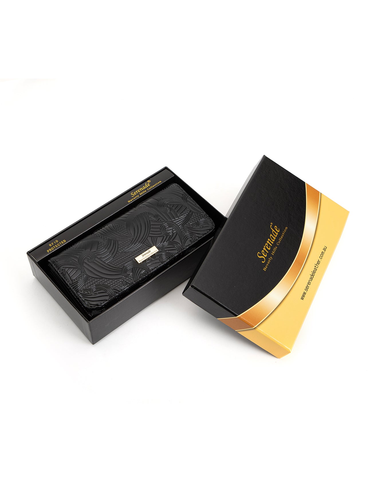 AMIRA LARGE PATENT LEATHER WALLET WITH RFID- WSF4501-BLK