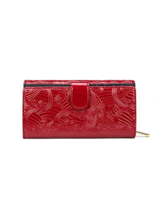 AMIRA LARGE PATENT LEATHER WALLET WITH RFID- WSF4501-RED- NEW IN