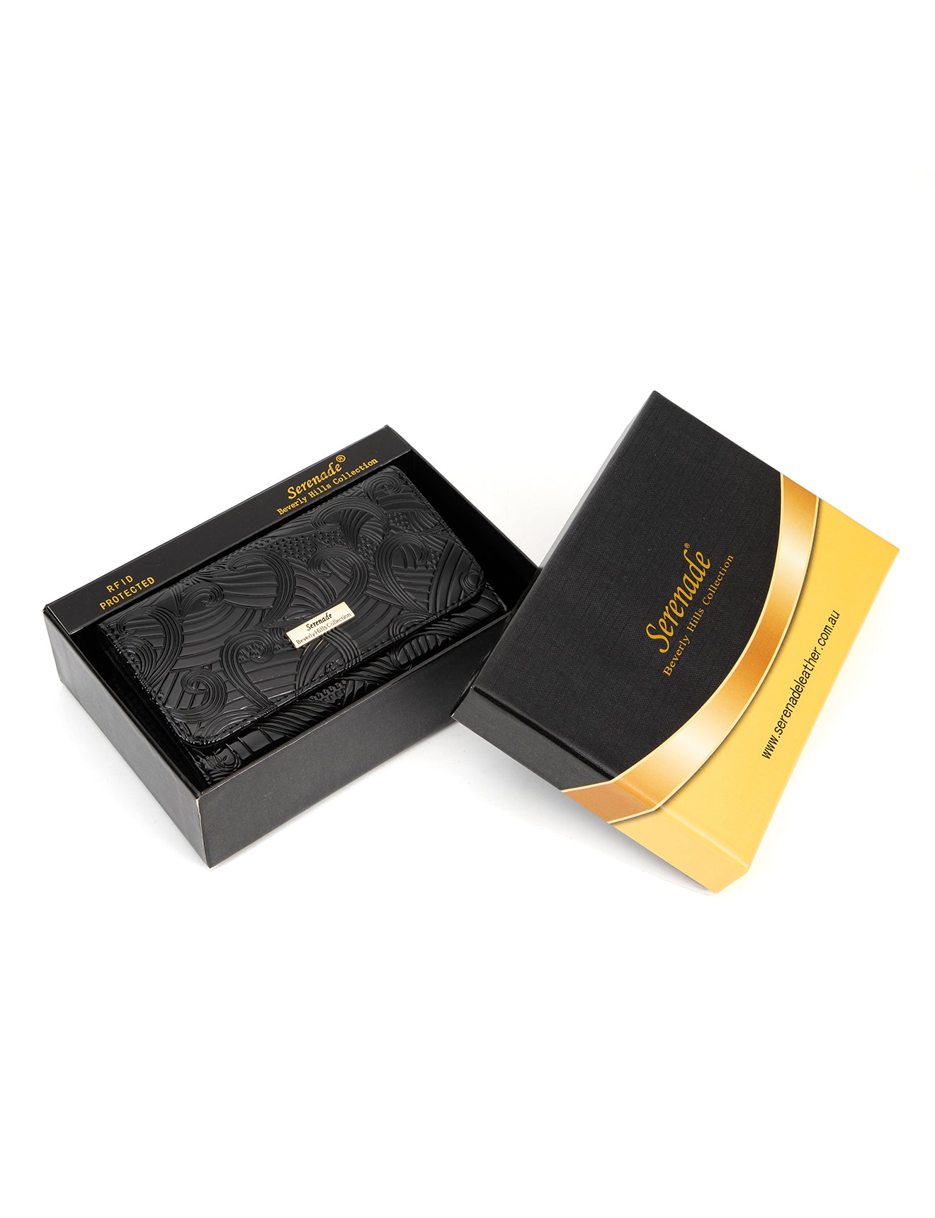 AMIRA MEDIUM PATENT LEATHER WALLET WITH RFID-WSF4502-BLK