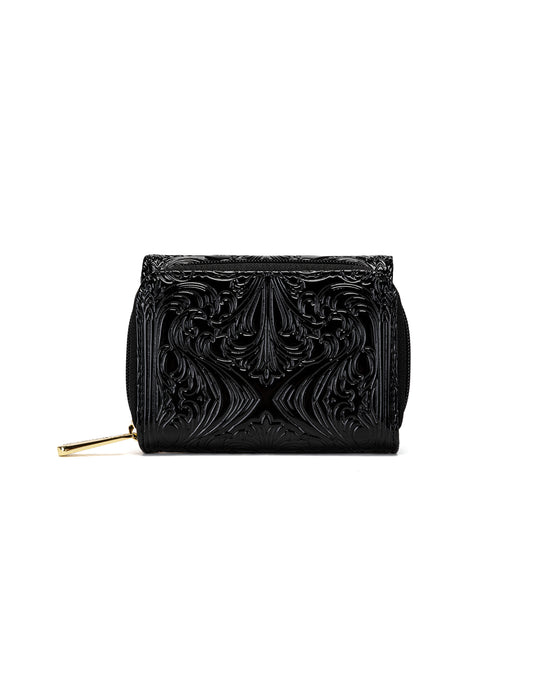 CAROLINA SMALL PATENT LEATHER WALLET WITH RFID - BLACK