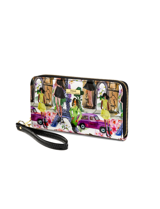 PARIS ZIP AROUND PATENT LEATHER WALLET WITH RFID WITH RFID - PARIS PRINT