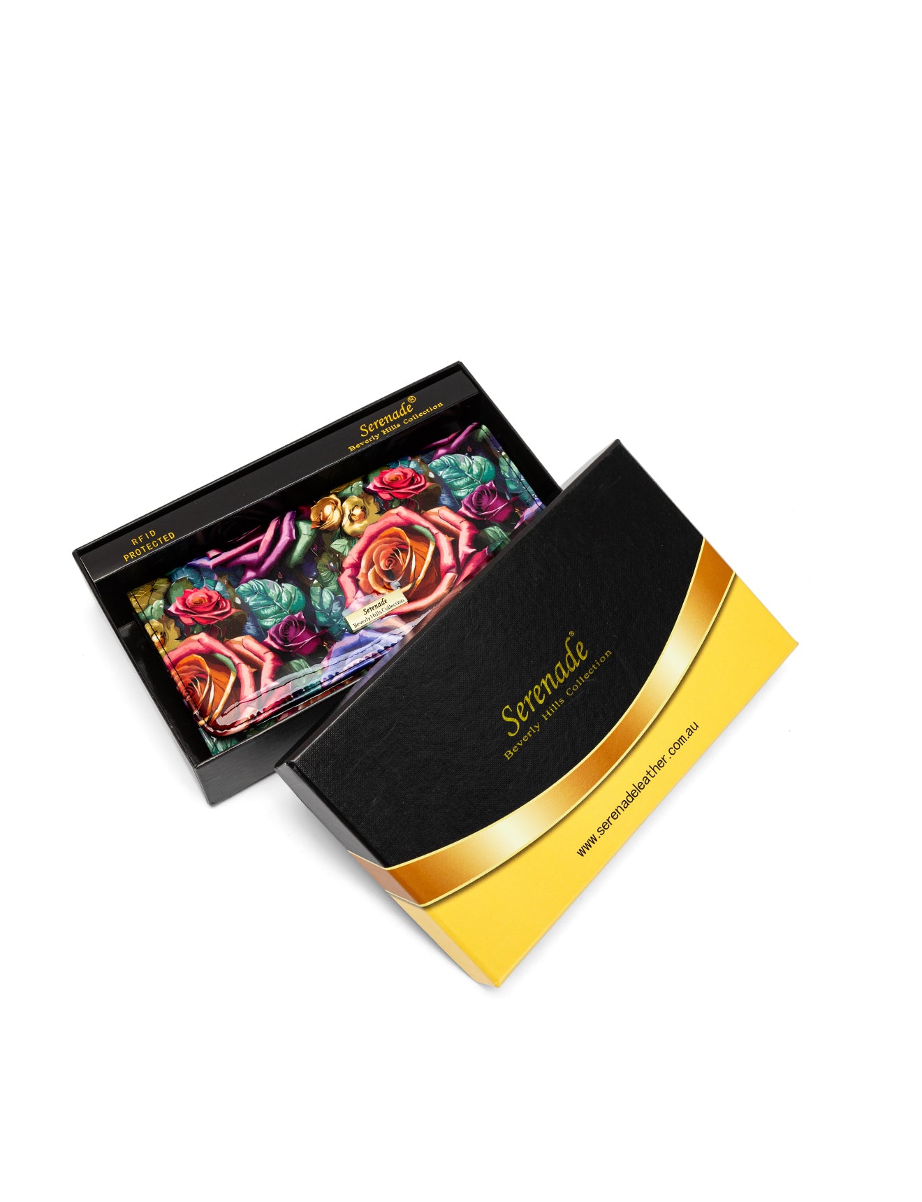 ROSETTA LARGE PATENT LEATHER WALLET WITH RFID - ROSE PRINT
