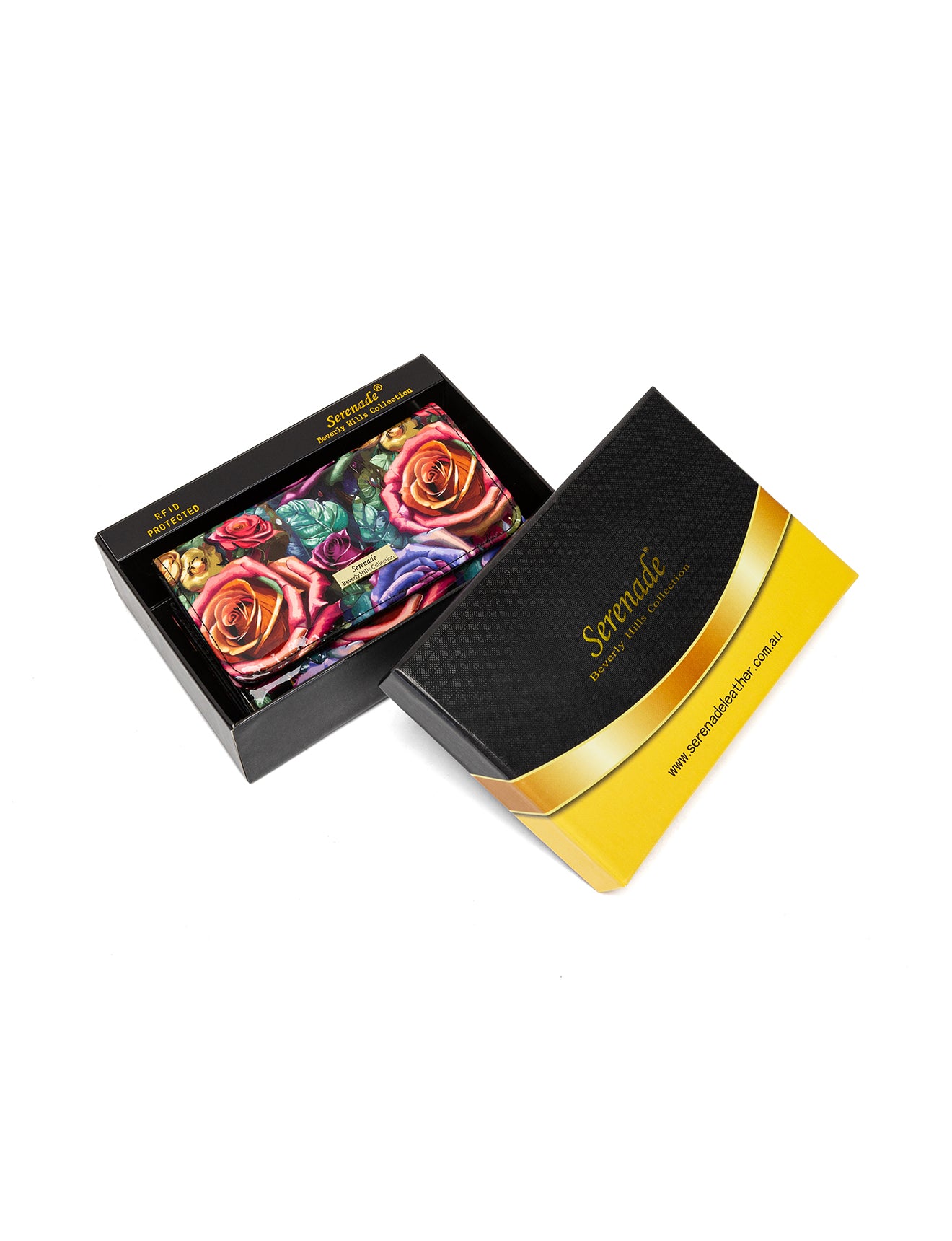 ROSETTA MEDIUM PATENT LEATHER WALLET WITH RFID - ROSE PRINT