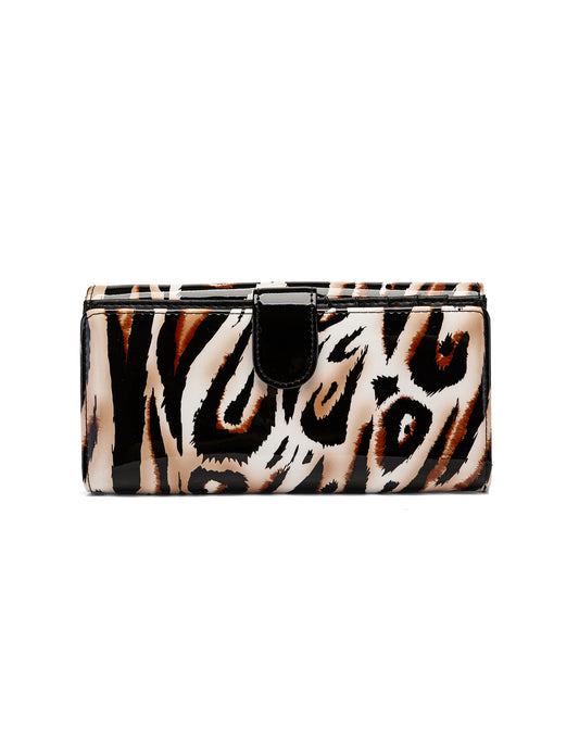 COUGAR LARGE PATENT LEATHER WALLET WITH RFID - COUGAR PRINT