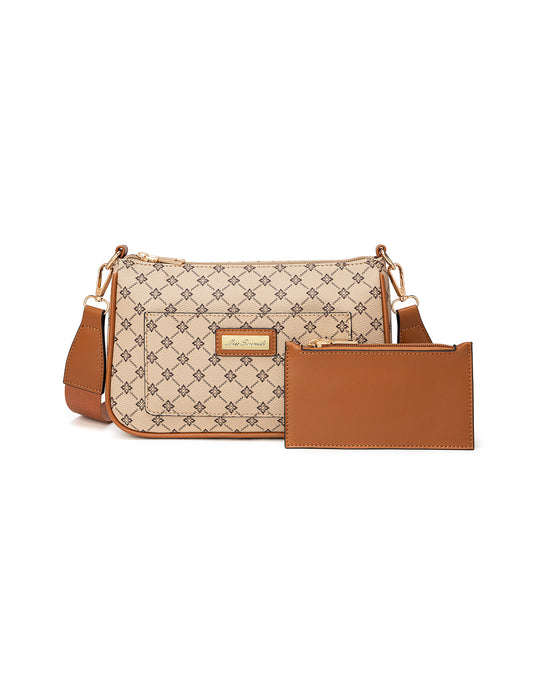 MILANO XBODY BAG WITH REMOVABLE ZIP COIN PURSE - BEIGE