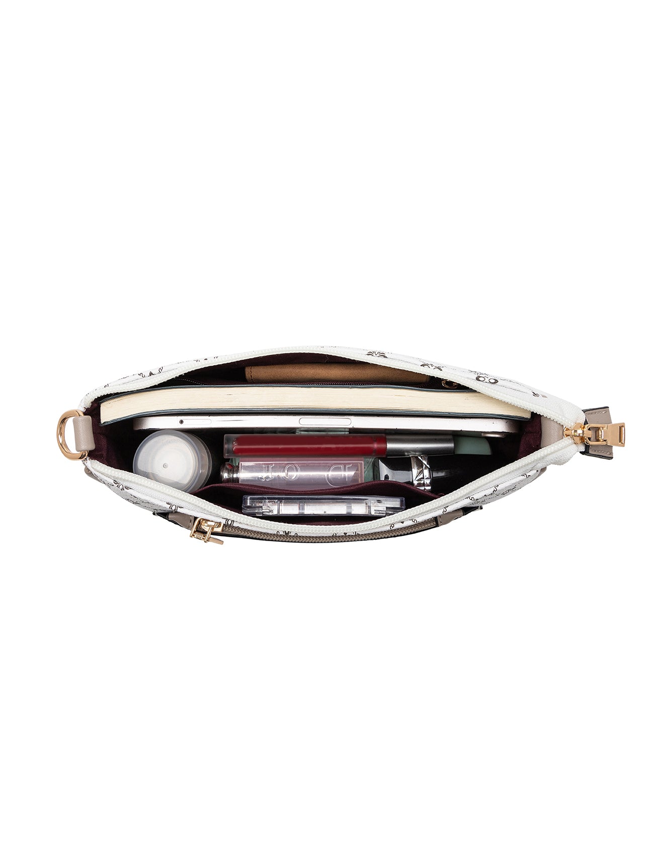MILANO XBODY BAG WITH REMOVABLE ZIP COIN PURSE - WHITE & TAUPE
