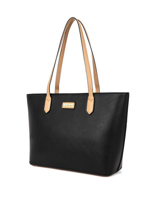 ELIZABETH TOTE - BLACK & CAMEL