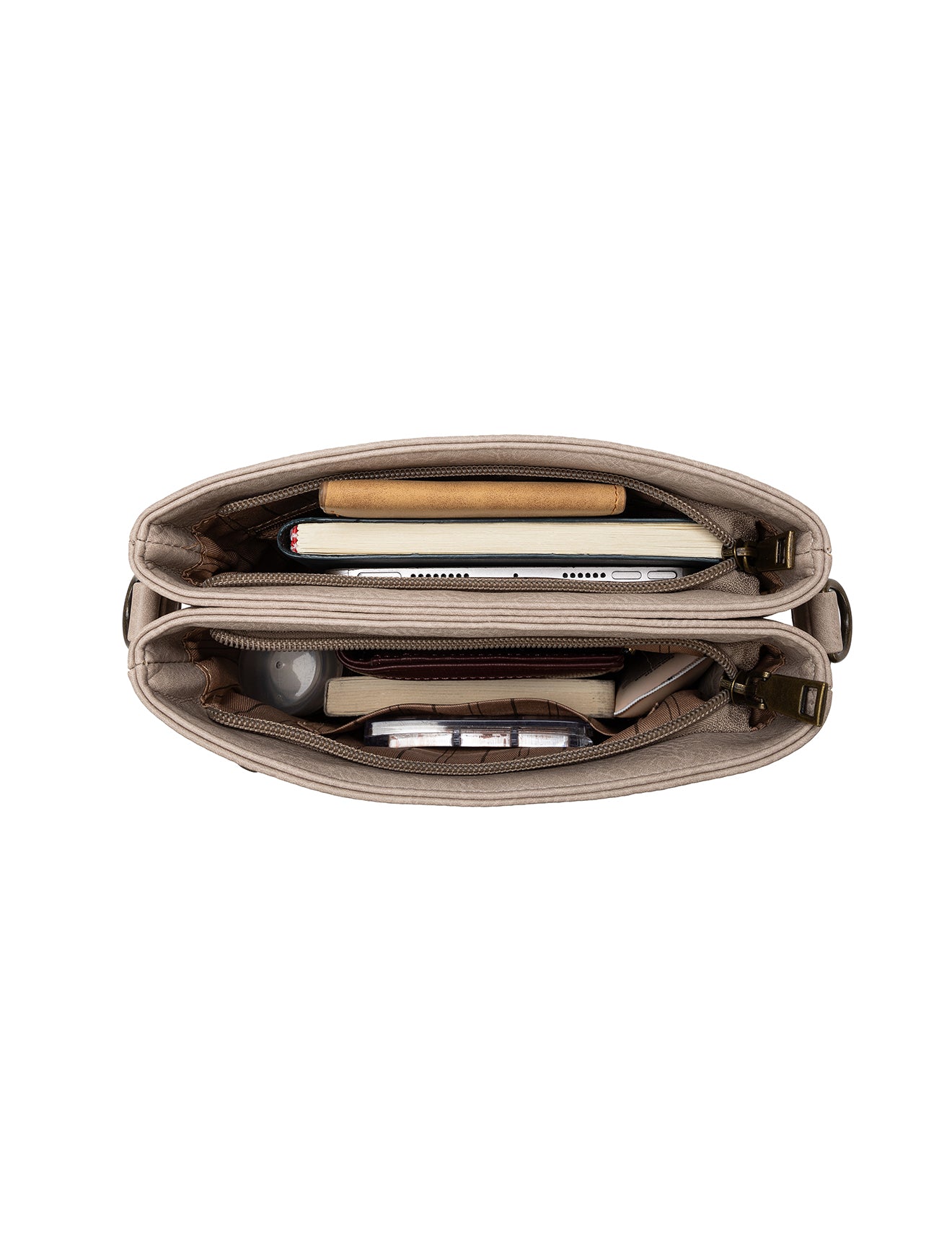 ERIN TRIPLE COMPARTMENT XBODY BAG - TAUPE