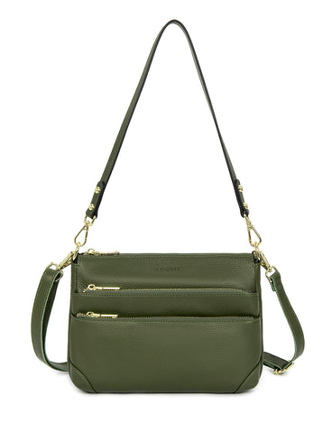 FAITH LEATHER CROSS BODY BAG-e1-0749- OLIVE- NEW IN