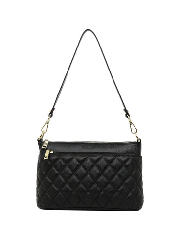 TIANA QUILTED LEATHER XBODY BAG- E1-0845-BLK