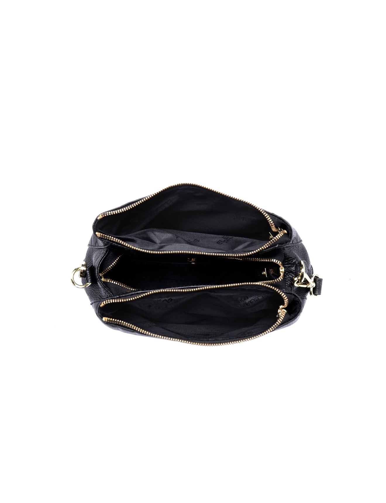 ROSIE 3 COMPARTMENT LEATHER XBODY BAG- E1-8285A-BLK