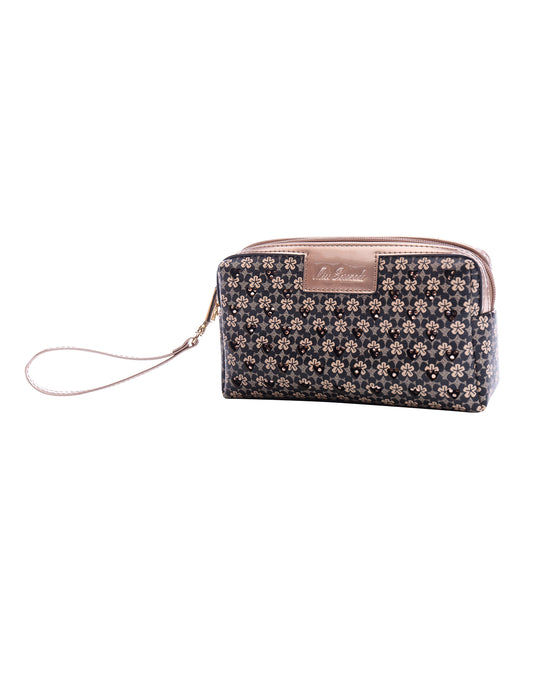 Darcy Cosmetic Vegan Leather Bag in Black