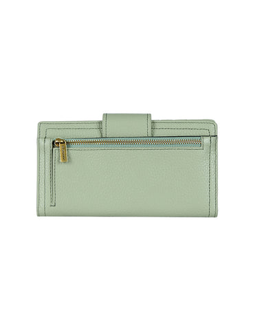 FAITH LEATHER TAB STYLE RFID WALLET- PISTACHIO-LOWER PRICE!
