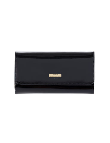 Allura Large Patent Leather Wallet with RFID- BLACK