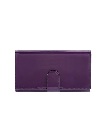 Allura Large Patent Leather Wallet with RFID- Purple