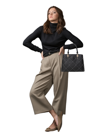 LIV ECO VEGAN TRIPLE COMPARTMENT BAG- XB-2355-BLK