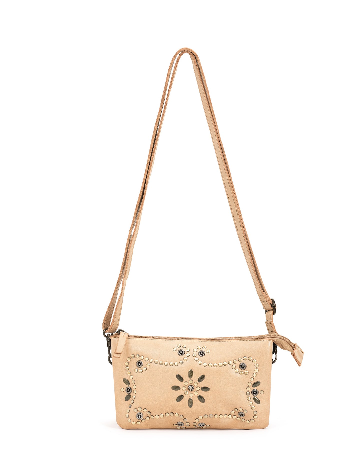 FITZROY STUDDED CROSS BODY BAG W/ ADJUSTABLE STRAP - TAUPE