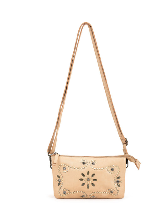 FITZROY STUDDED CROSS BODY BAG W/ ADJUSTABLE STRAP - TAUPE
