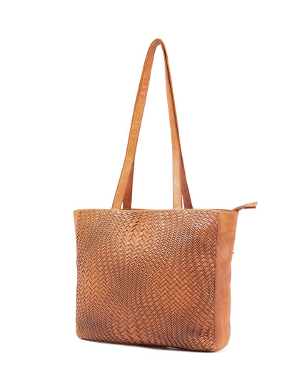 TOOWOOMBA WOVEN TOTE - TAN