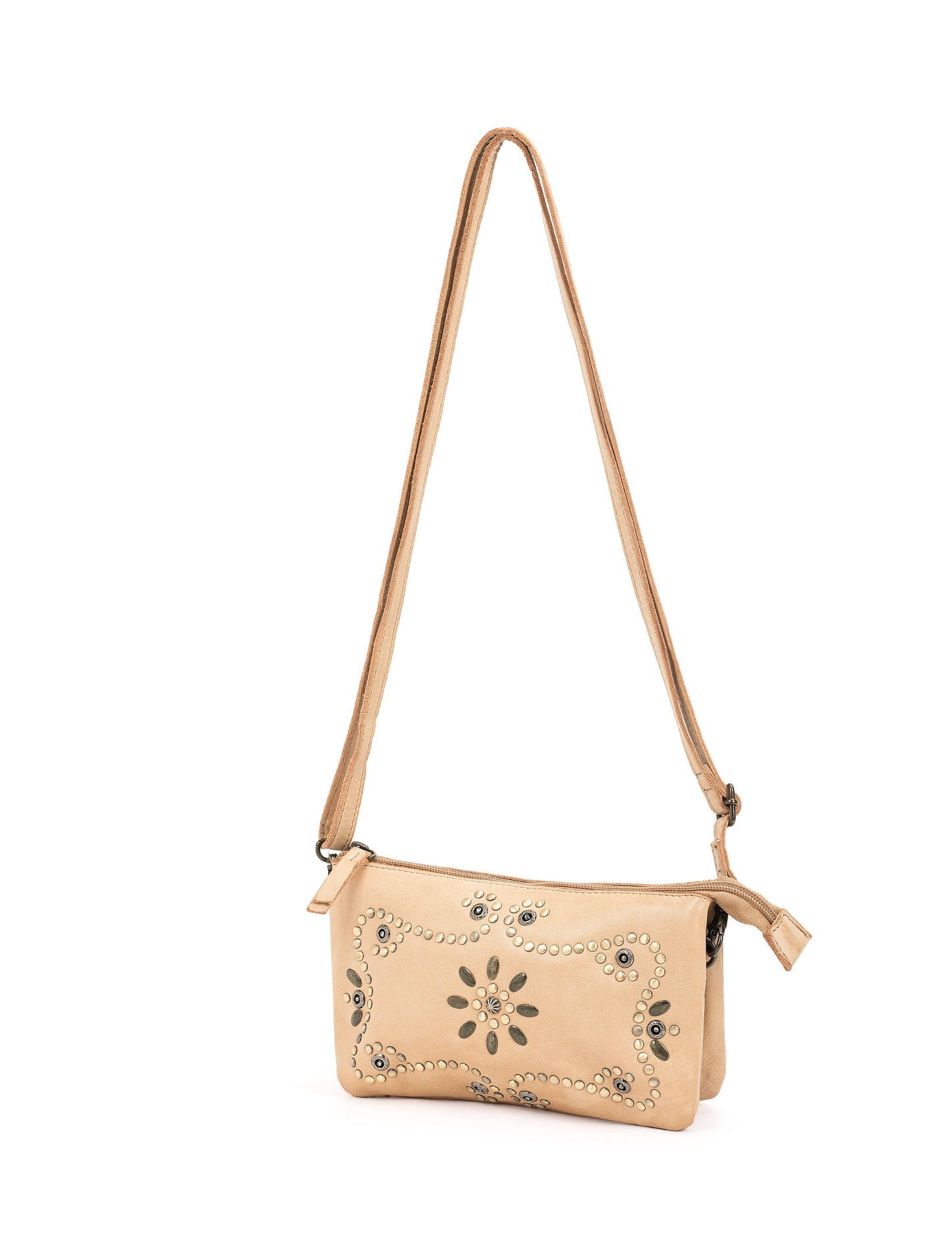 FITZROY STUDDED CROSS BODY BAG W/ ADJUSTABLE STRAP - TAUPE