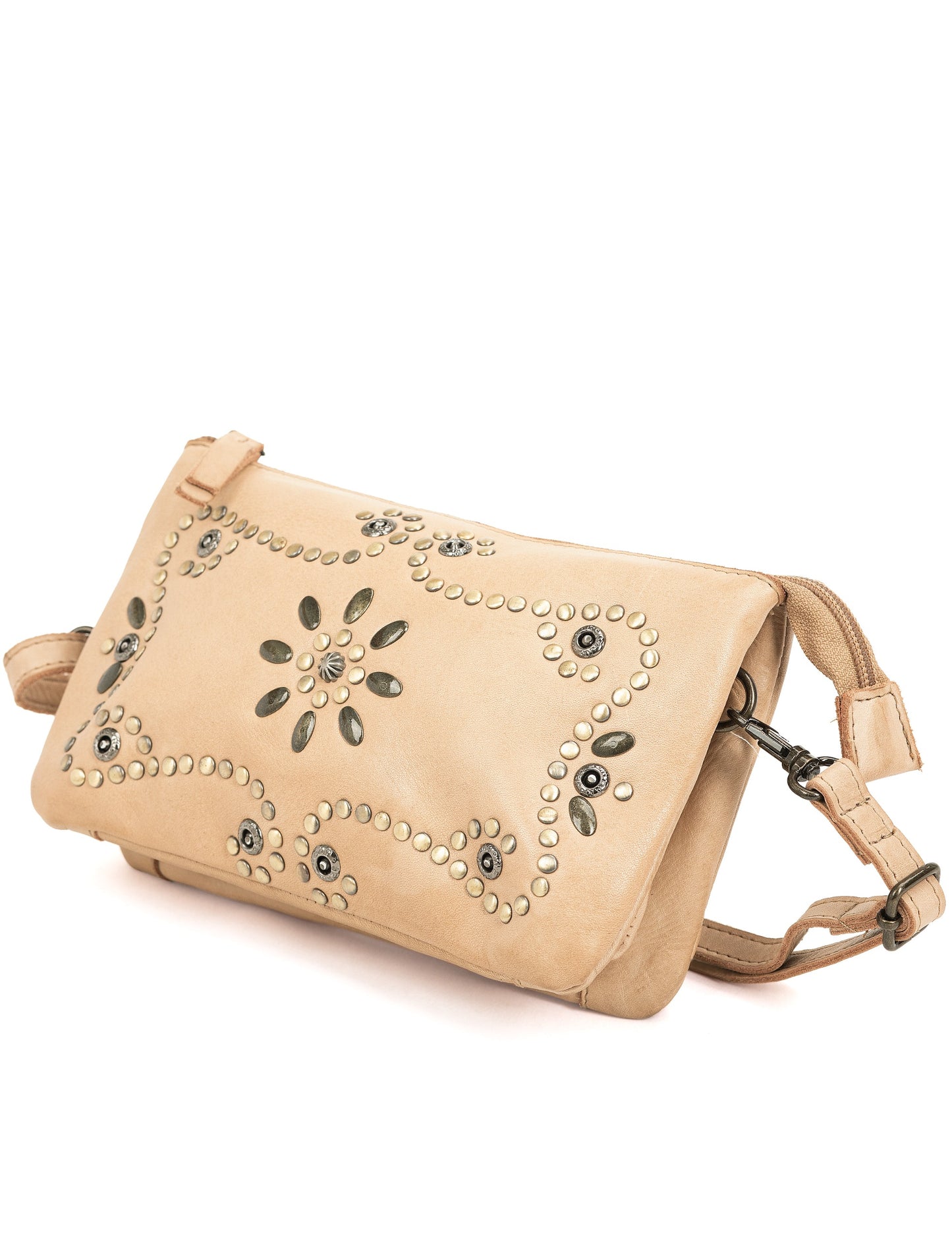 FITZROY STUDDED CROSS BODY BAG W/ ADJUSTABLE STRAP - TAUPE