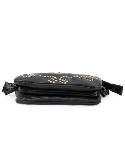 FITZROY STUDDED CROSS BODY BAG W/ ADJUSTABLE STRAP - BLACK