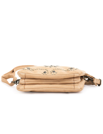 FITZROY STUDDED CROSS BODY BAG W/ ADJUSTABLE STRAP - TAUPE