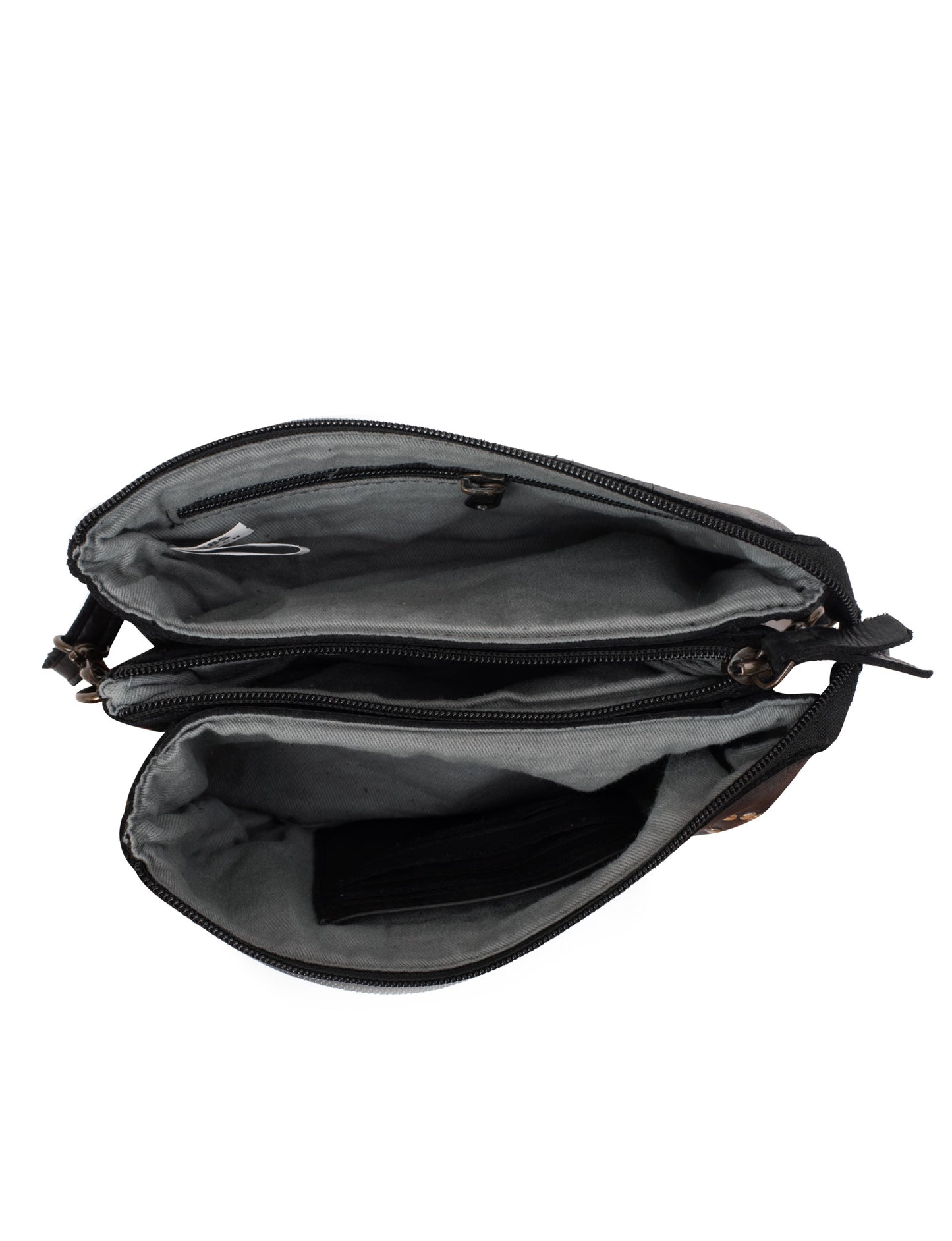 FITZROY STUDDED CROSS BODY BAG W/ ADJUSTABLE STRAP - BLACK
