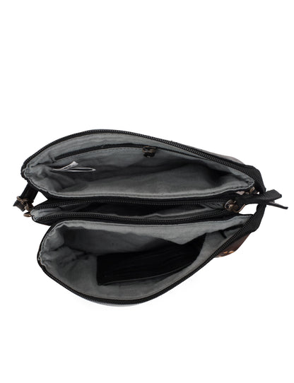 FITZROY STUDDED CROSS BODY BAG W/ ADJUSTABLE STRAP - BLACK