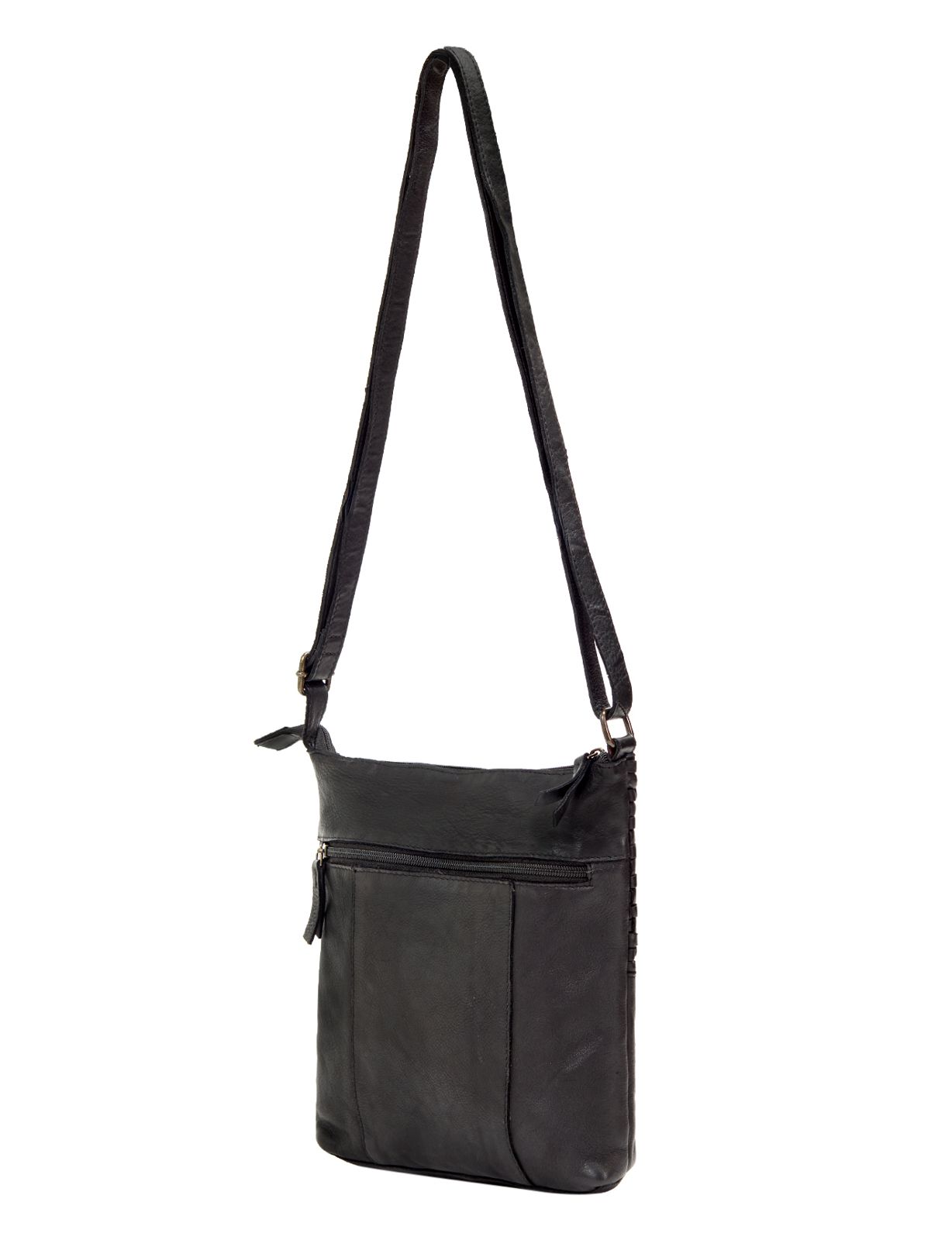 KALGOORLIE WOVEN PANELLED LEATHER XBODY BAG- A-0001-BLACK- NEW IN