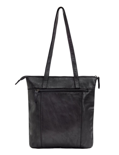 LONGREACH PANELLED LEATHER  TOTE BAG- A-0002-BLACK- NEW IN