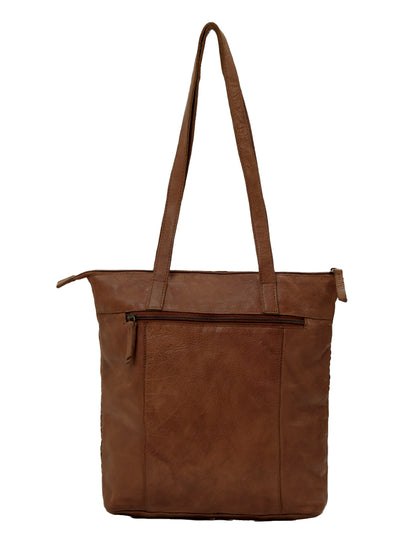 LONGREACH PANELLED LEATHER  TOTE BAG- A-0002-COGNAC- NEW IN